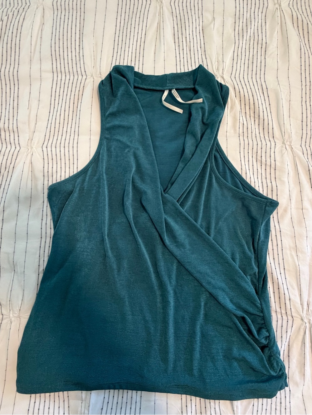 Anthropologie Teal Sleeveless Wrap Top